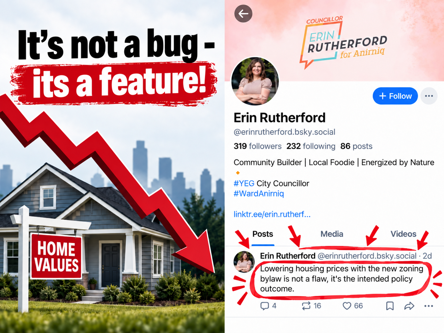 Screenshot of Erin Rutherford's post